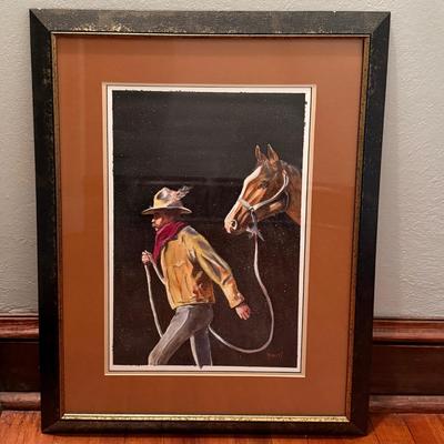 Signed Western Watercolor Art (B3-MG)