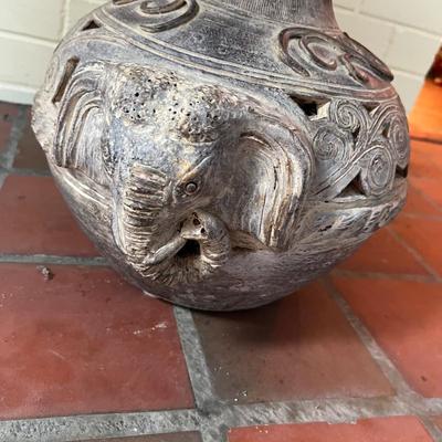 Large Floor Vase with Elephant Heads in a Vintage Terracotta Finish Plus More (SR-RG)