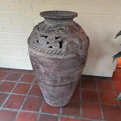 Large Floor Vase with Elephant Heads in a Vintage Terracotta Finish Plus More (SR-RG)
