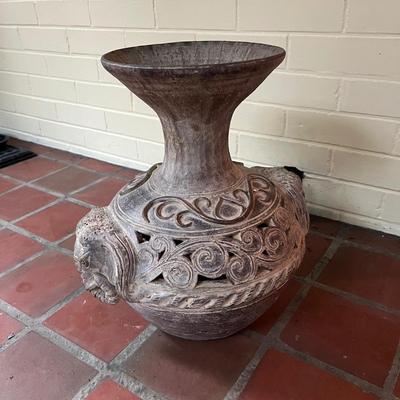 Large Floor Vase with Elephant Heads in a Vintage Terracotta Finish Plus More (SR-RG)