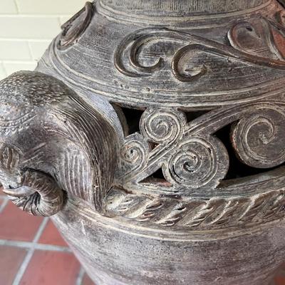 Large Floor Vase with Elephant Heads in a Vintage Terracotta Finish Plus More (SR-RG)