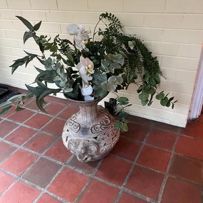 Large Floor Vase with Elephant Heads in a Vintage Terracotta Finish Plus More (SR-RG)
