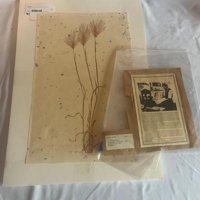 “Foxtails” Original Linocut by Henry Evans (B3-MG)