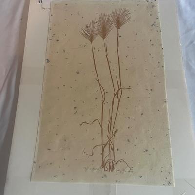 “Foxtails” Original Linocut by Henry Evans (B3-MG)