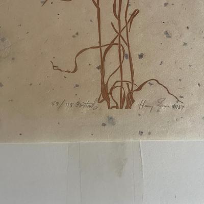 “Foxtails” Original Linocut by Henry Evans (B3-MG)