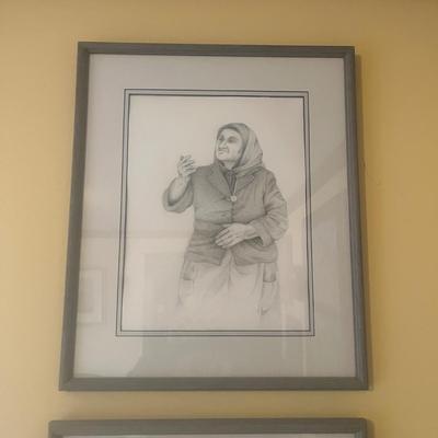 Two Pencil Signed Framed Drawings (B3-MG)
