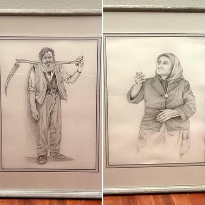 Two Pencil Signed Framed Drawings (B3-MG)