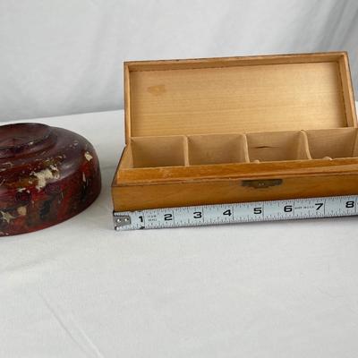 Painted wood box and bowl