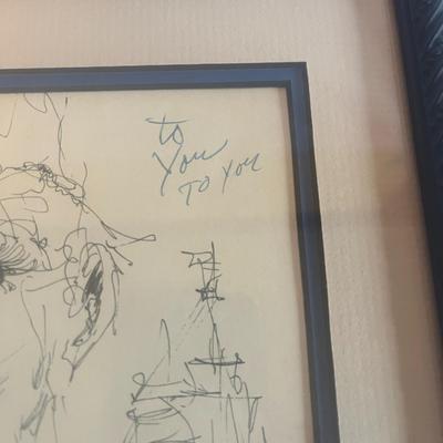 Framed Drawing on Back of New Orleans 'Maxcy's Coffee Pot Restaurant' Menu (B2-MG)