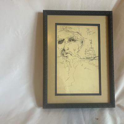 Framed Drawing on Back of New Orleans 'Maxcy's Coffee Pot Restaurant' Menu (B2-MG)