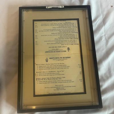 Framed Drawing on Back of New Orleans 'Maxcy's Coffee Pot Restaurant' Menu (B2-MG)