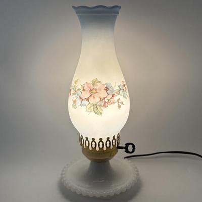 Set of 2 Beautiful Pink and Blue Hurricane Lamps