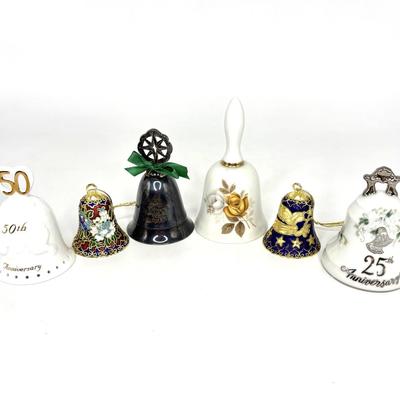 Lot of 6 Decorative Vintage Bells