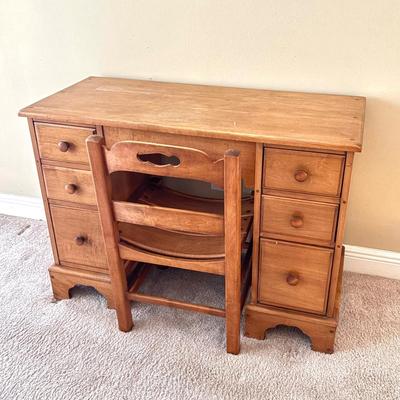 Vintage Wooden Desk and Chair