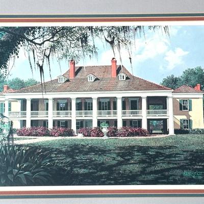 Set of 2 Framed South Louisiana Plantation Portrait Prints by NOLA Artist James Kendrick III