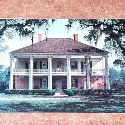 Set of 2 Framed South Louisiana Plantation Portrait Prints by NOLA Artist James Kendrick III