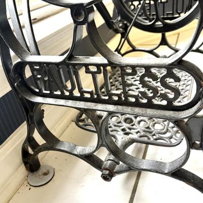 Vintage "FAULTLESS" Wrought Iron Sewing Base with Marble Top
