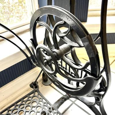 Vintage "FAULTLESS" Wrought Iron Sewing Base with Marble Top