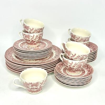 Royal Wessex Collection Willow Rose Red Service for 7
