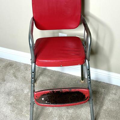 Vintage COSCO High Chair w Vinyl Padded Seat in Red & Chrome