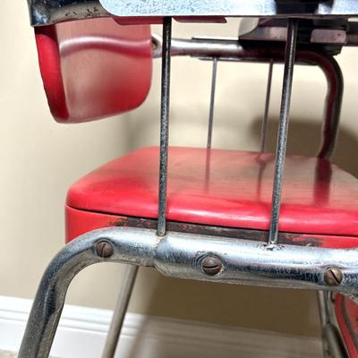 Vintage COSCO High Chair w Vinyl Padded Seat in Red & Chrome