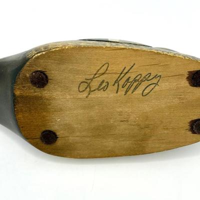 Vintage Leo Koppy Carved Wooden Duck