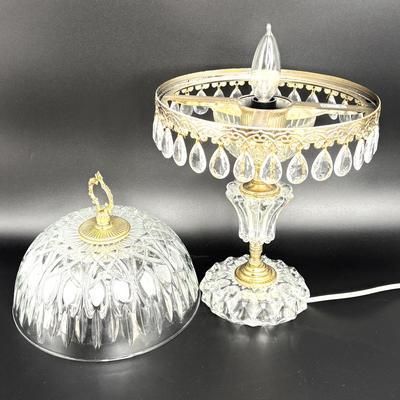 Vintage Michelotti Crystal Glass Prism Boudoir Parlor Lamp - Made in Holland