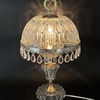 Vintage Michelotti Crystal Glass Prism Boudoir Parlor Lamp - Made in Holland
