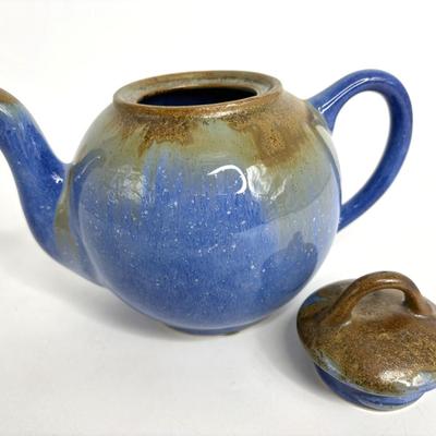 Blue Clay Artisan Teapot with Sugar and Creamer
