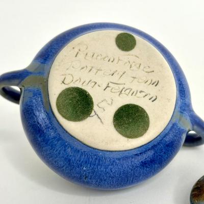 Blue Clay Artisan Teapot with Sugar and Creamer