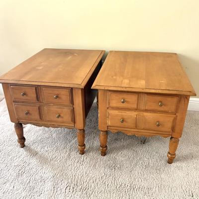 Set of 2 Solid Wood Side Tables