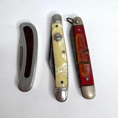 Lot of 7 Pocket Knives + Knife Sharpener