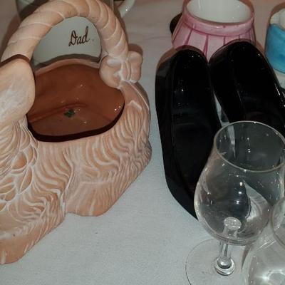 Black Glass Wine Glasses and more lot