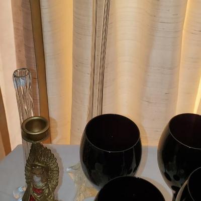 Black Glass Wine Glasses and more lot