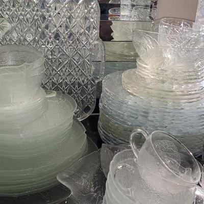 Large Lot Clear Glass Dishes and more