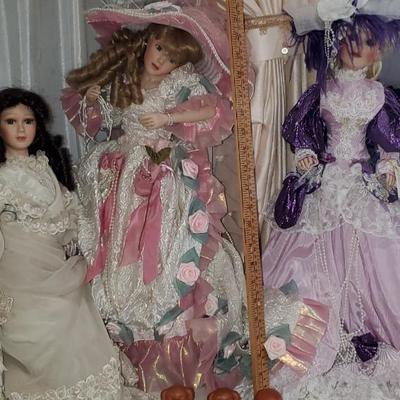 3 Porcelain Doll Lot