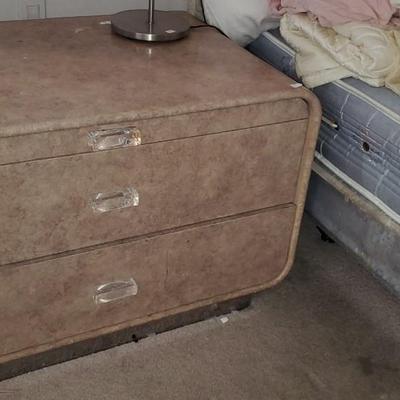 Bedroom Furniture: 2 twin beds (or push together for one king) & 2 side tables & linens