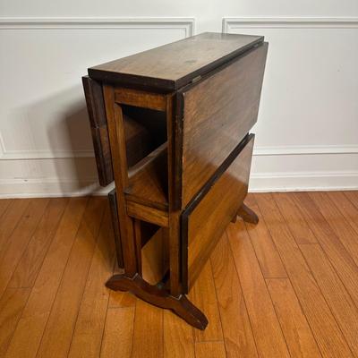 LOT 217: Vintage Two Tier Drop Leaf Table