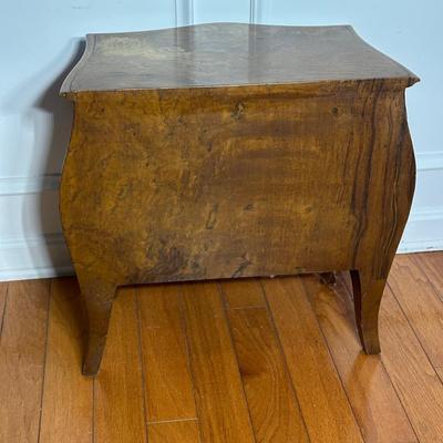 LOT 218: Vintage 3 Drawer Dresser w/ Vase & Faux Flowers