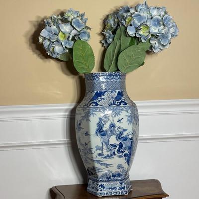 LOT 218: Vintage 3 Drawer Dresser w/ Vase & Faux Flowers
