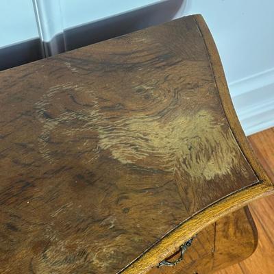 LOT 218: Vintage 3 Drawer Dresser w/ Vase & Faux Flowers