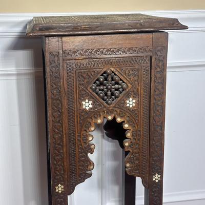 LOT Vintage Wooden Inlaid Pedestal