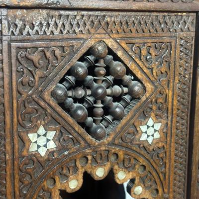 LOT Vintage Wooden Inlaid Pedestal