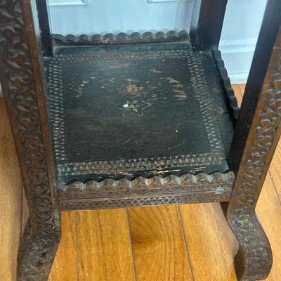 LOT Vintage Wooden Inlaid Pedestal