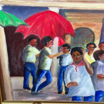 LOT 223: Framed Painting w/ Floral Easel