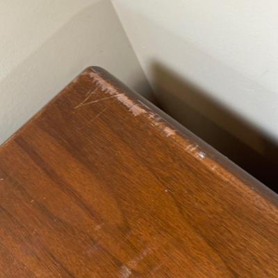 LOT 227: MCM Jasper Furniture Wooden Desk w/ Office Supplies