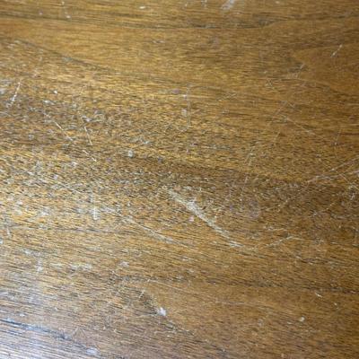 LOT 227: MCM Jasper Furniture Wooden Desk w/ Office Supplies