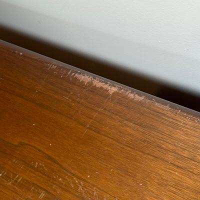 LOT 227: MCM Jasper Furniture Wooden Desk w/ Office Supplies