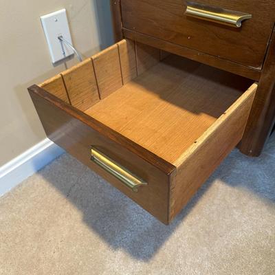 LOT 227: MCM Jasper Furniture Wooden Desk w/ Office Supplies