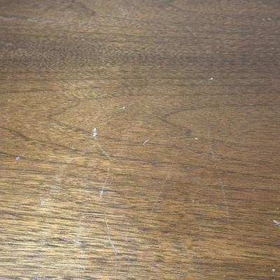 LOT 227: MCM Jasper Furniture Wooden Desk w/ Office Supplies